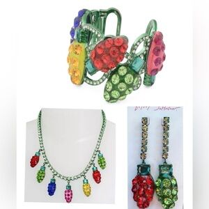 BETSEY JOHNSON SET Collectible Jingle Bell Bling Necklace Earrings Bracelet NWT